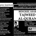 BENGKEL ASAS TAJWEED  AL-QURAN – 28th&29th June 2013, 9am-12pm at Masjid Alkaff Kg Melayu